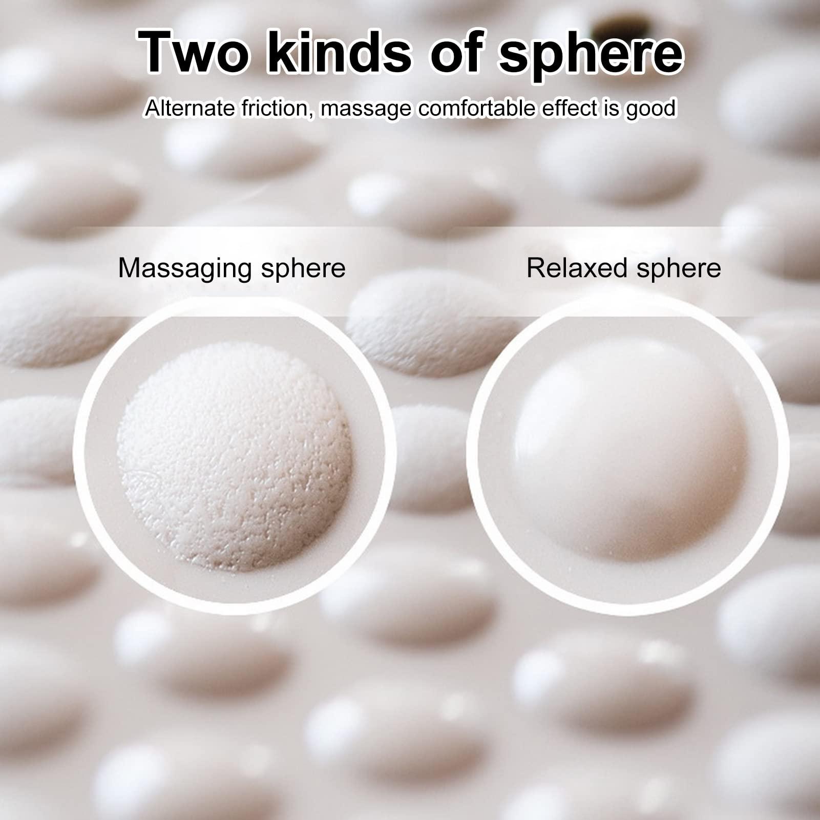 PERZOE PERZOE Foot Scrubber Shower Mat with Pumice Feet Scrub Stone, 32\"X16\" Oval Bathtub Mat with Antislip Suction Cups and Drain Holes for Feet Massage & Exfoliating Grey