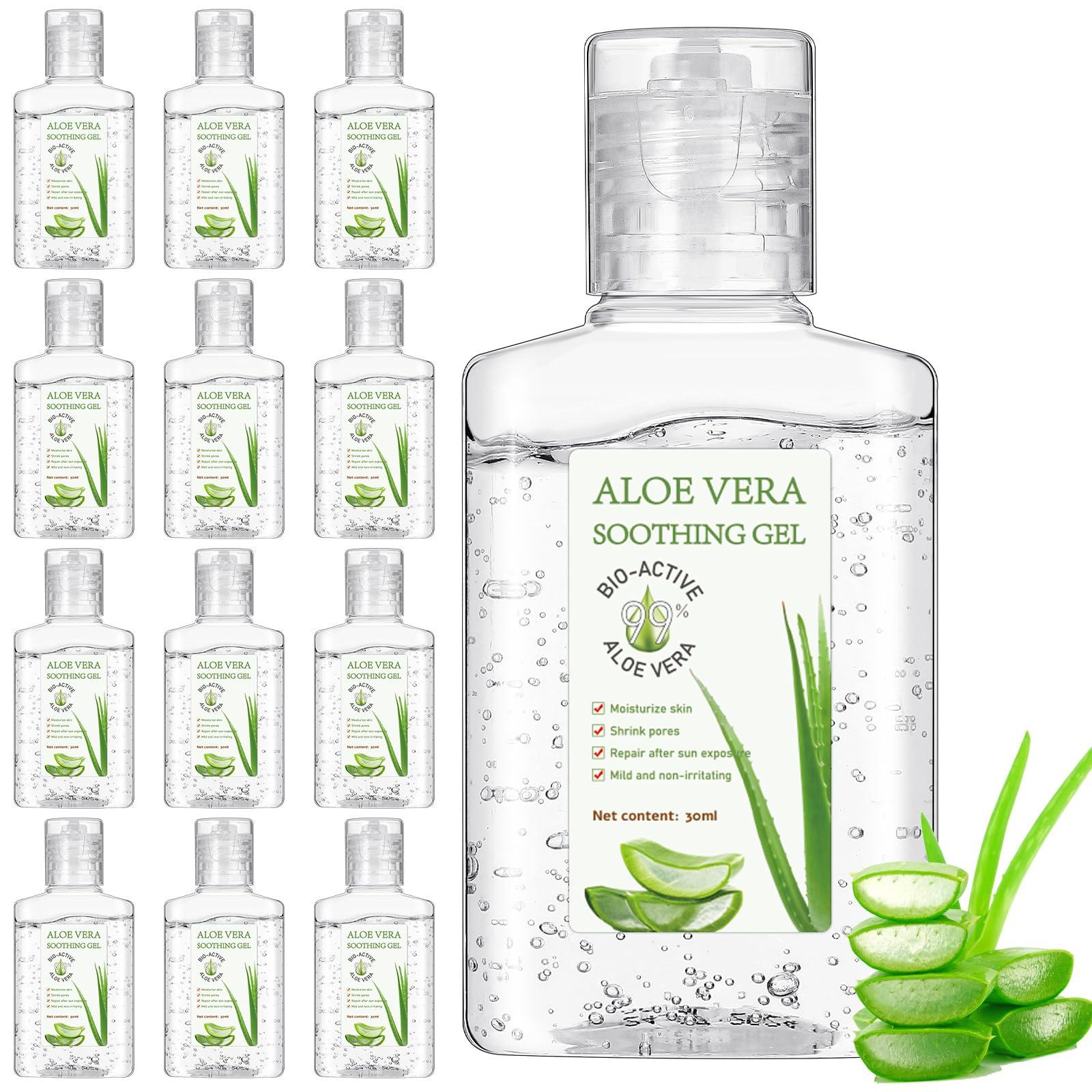 Dansib Dansib 12 Pcs Mini Aloe Vera Gel Bulk for Summer Wedding Party 1oz Soothing Moisture Aloe Gel Bulk Travel Size for Thank You Gifts Summer Beach Wedding Party (Aloe Vera)
