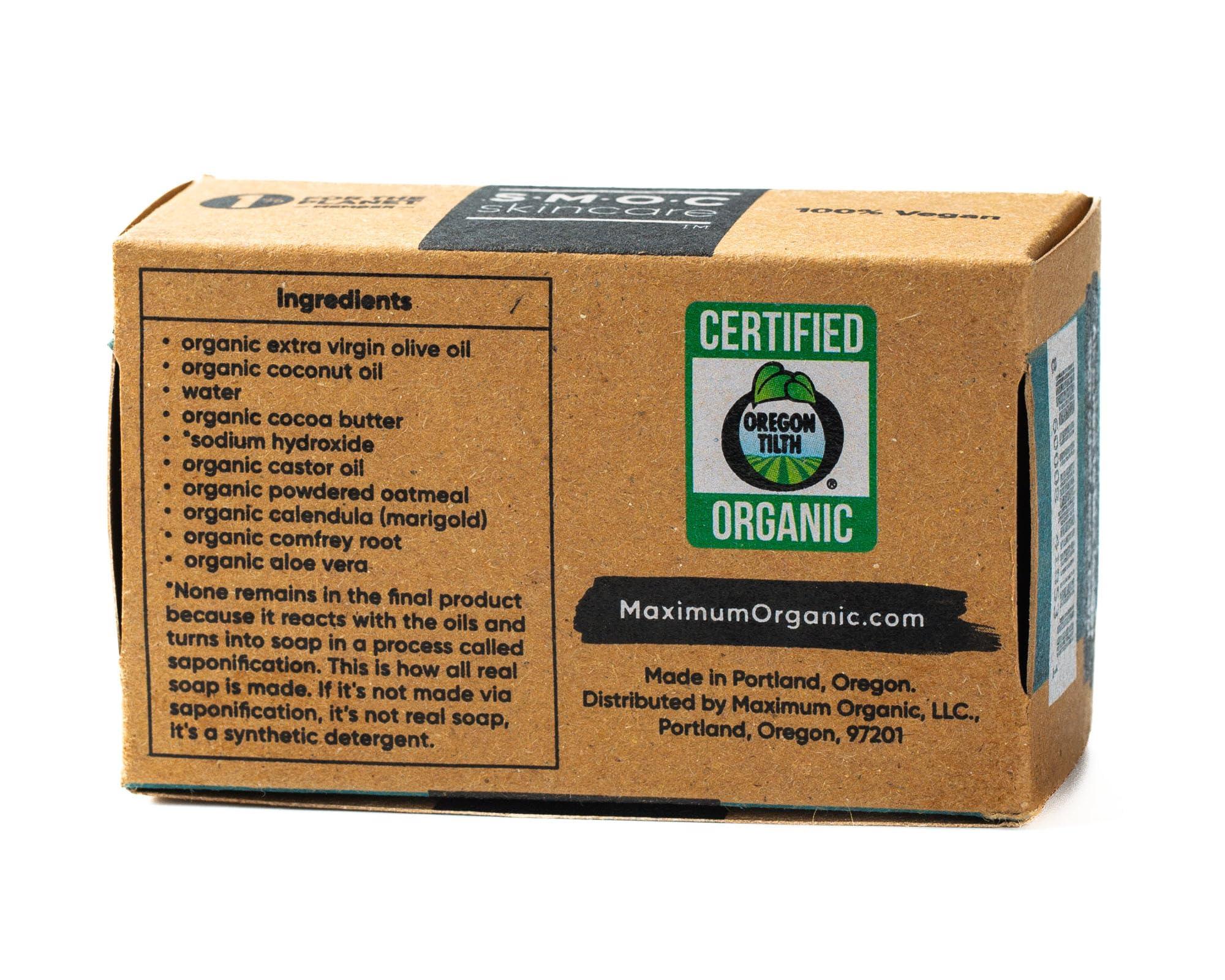 S.M.O.C. Skincare Certified Organic Eczema Soap for Face & Body, Unscented with Oatmeal, Aloe, Extra Virgin Olive Oil, & Cocoa Butter - Soap for Dermatitis, Psoriasis, Sensitive Dry Skin - For Adults & Children (1)