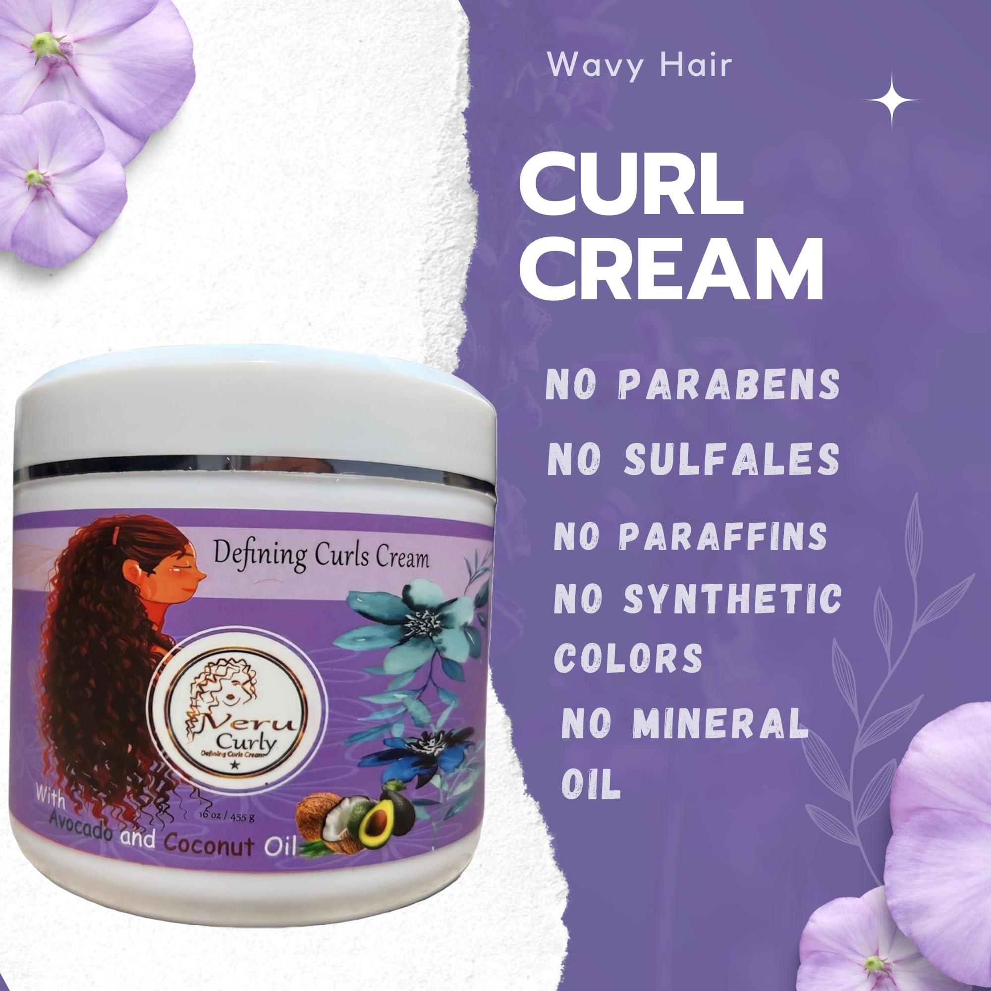 VeruCurly Curl Cream for Wavy Hair - (32 Oz) Pack of 2 - Curl Defining Cream For Non-Sticky, Hydrating & Smooth Curls With Breakage Protection - Maintains Moisture for Men and Women