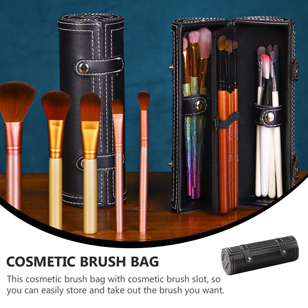 HEALLILY Makeup Storage Organizer Box Makeup Brush Rolling Case Makeup Brush Bag Holder Cosmetic Bag Organizer Travel Portable Cosmetics Case Black Travel Toiletry Bag