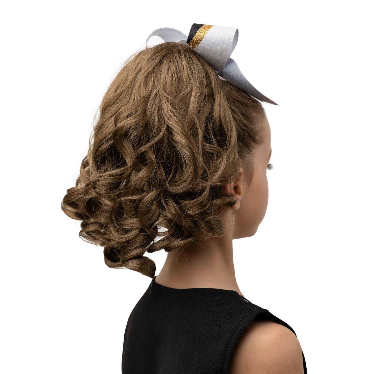 Girly Curls Perfect Curls Cheerleader Hairpiece, 14 inch Curly Ponytail Hairpiece for Young Girls (Strawberry)