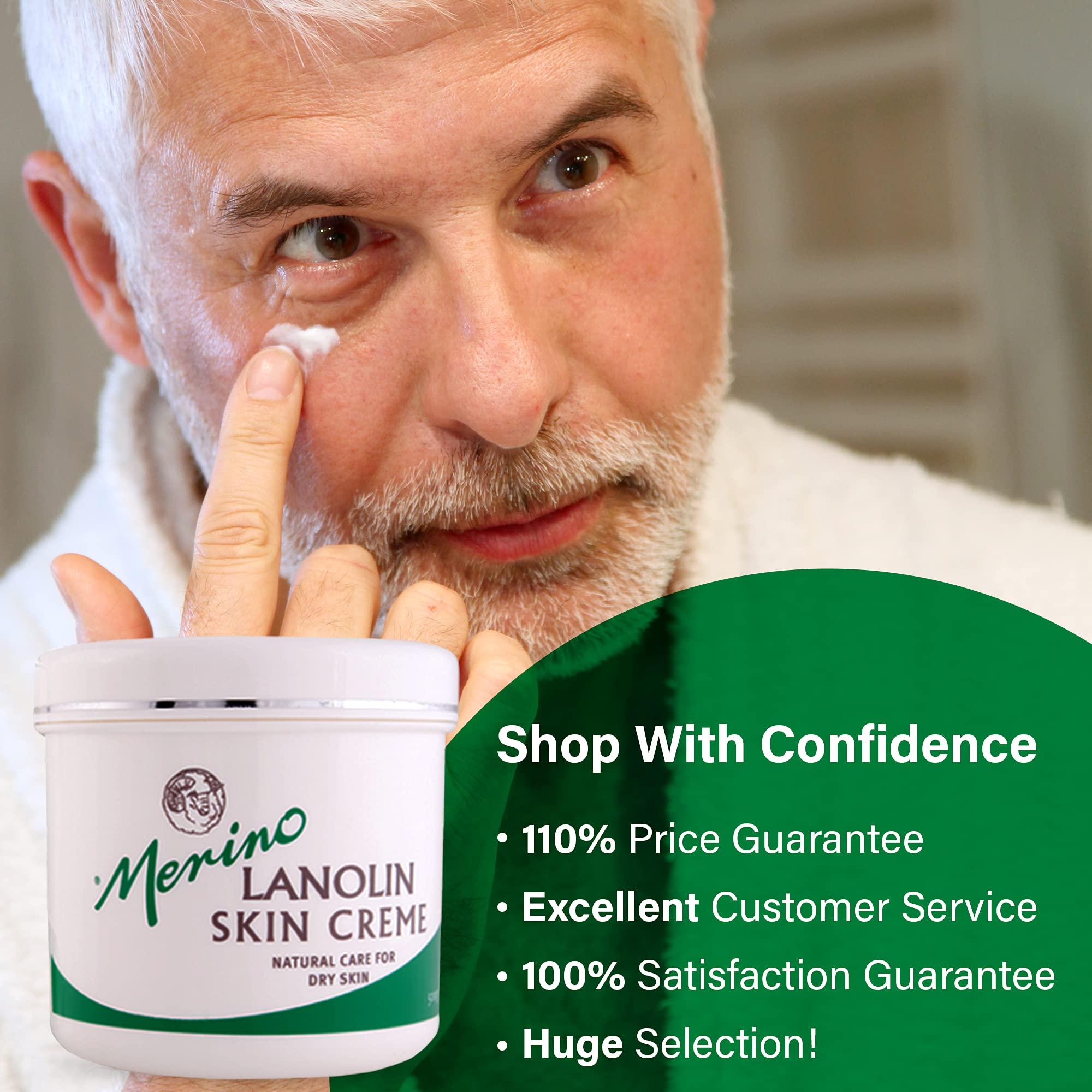 Merino Skin Care Dry Skin Lanolin Cream for Cracked Heels, Elbows and Soft Hands (500g/17.63 oz) Large Jar