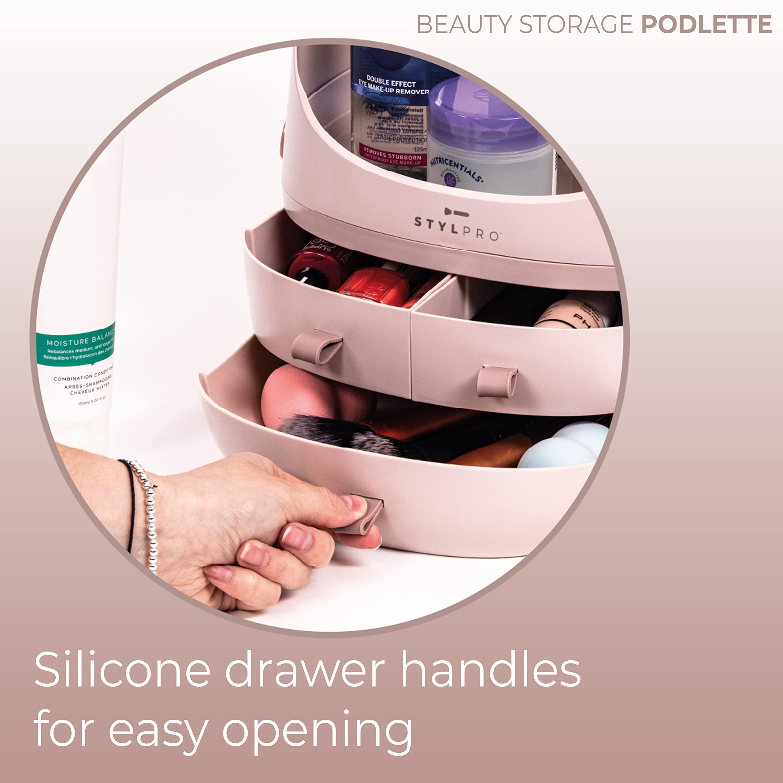 stylPro stylPro Stylideas Beauty Storage Podlette - Makeup Organizer - Portable Makeup Case with 4 Sections, 3 Drawers, Transparent Display and Handle - 1 pc