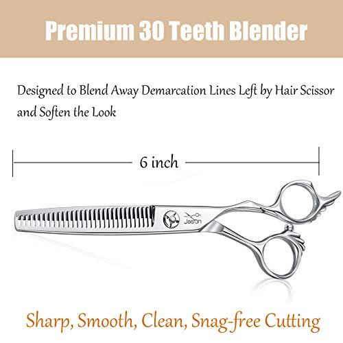 JASON JASON 6" Blending Hair Scissors, 30 Teeth Hair Thinning Scissor Professional Trimming Hair Cutting Shears for Barber, Hairdresser, Stylist, Women and Men, Japanese 440C Stainless Steel