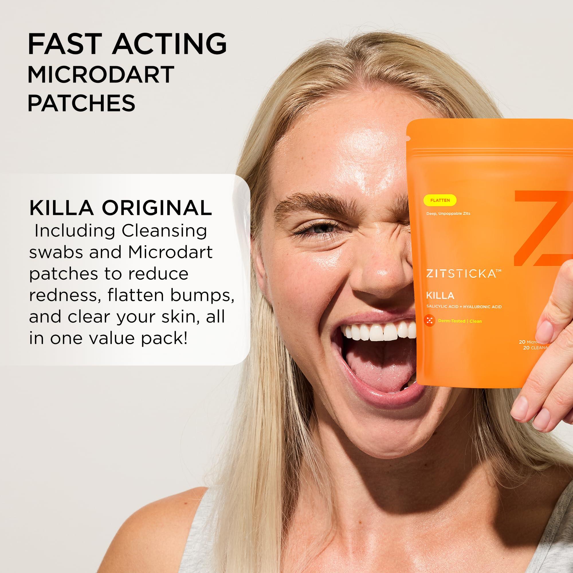 ZitSticka ZitSticka Killa Acne Patches for Face - World\'s Most Potent Pimple Patch with Fast-Acting Microdarts - Starts Working within 2 Hours for Deep, Early-Stage Zits - 20 Count