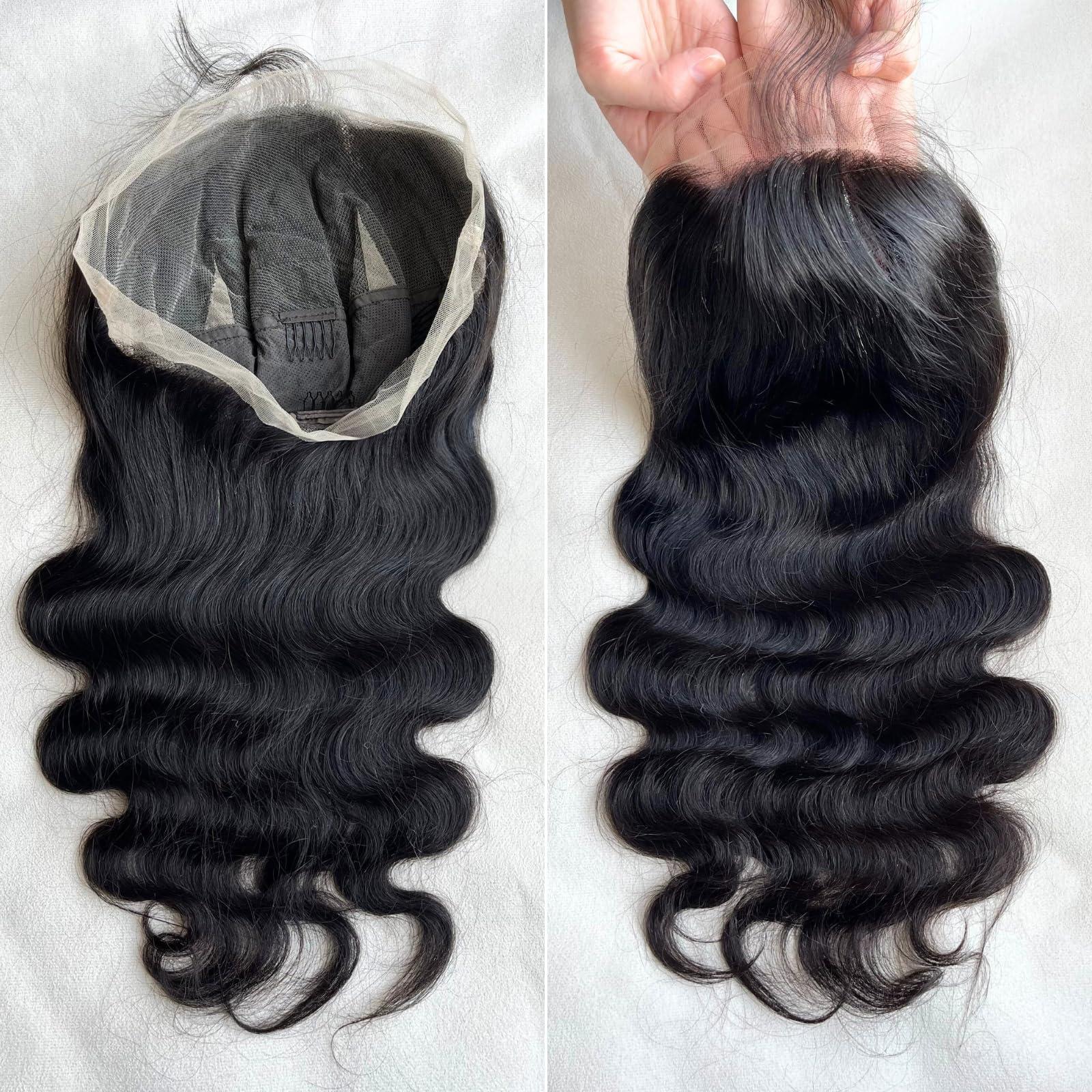 MOMOSHERO MOMOSHERO Body Wave Real Full Lace Wigs Human Hair HD Transparent Lace Pre Plucked 180% Destiny, 12A Short Full Lace Wig Wavy Part Anyway Virgin Hair Soft And Durable Full Scalp lace Wig 8 Inches