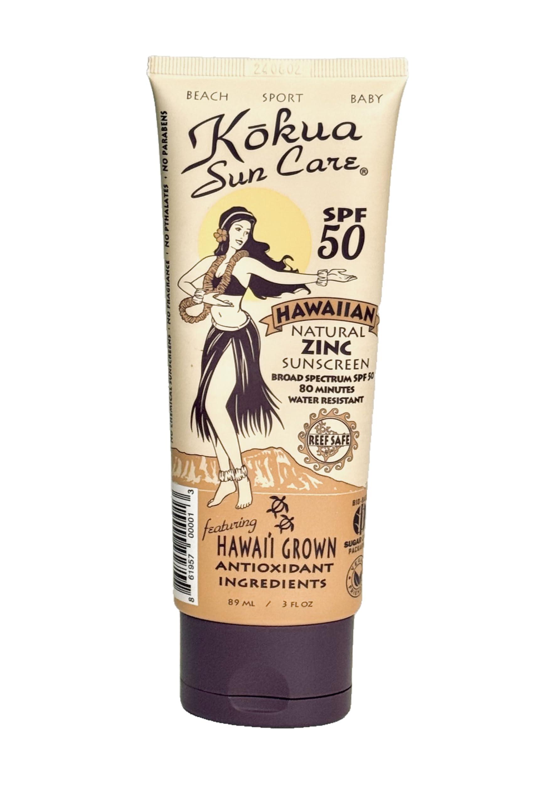 Kokua Sun Care Kokua Sun Care SPF 50/80 Lotion Hawaiian Reef Safe Non Nano Zinc Oxide Sunscreen for Face & Body, Moisturizing Sun Protection Cream, Mineral Water Resistance, Cruelty Free, Natural Vegan Formula