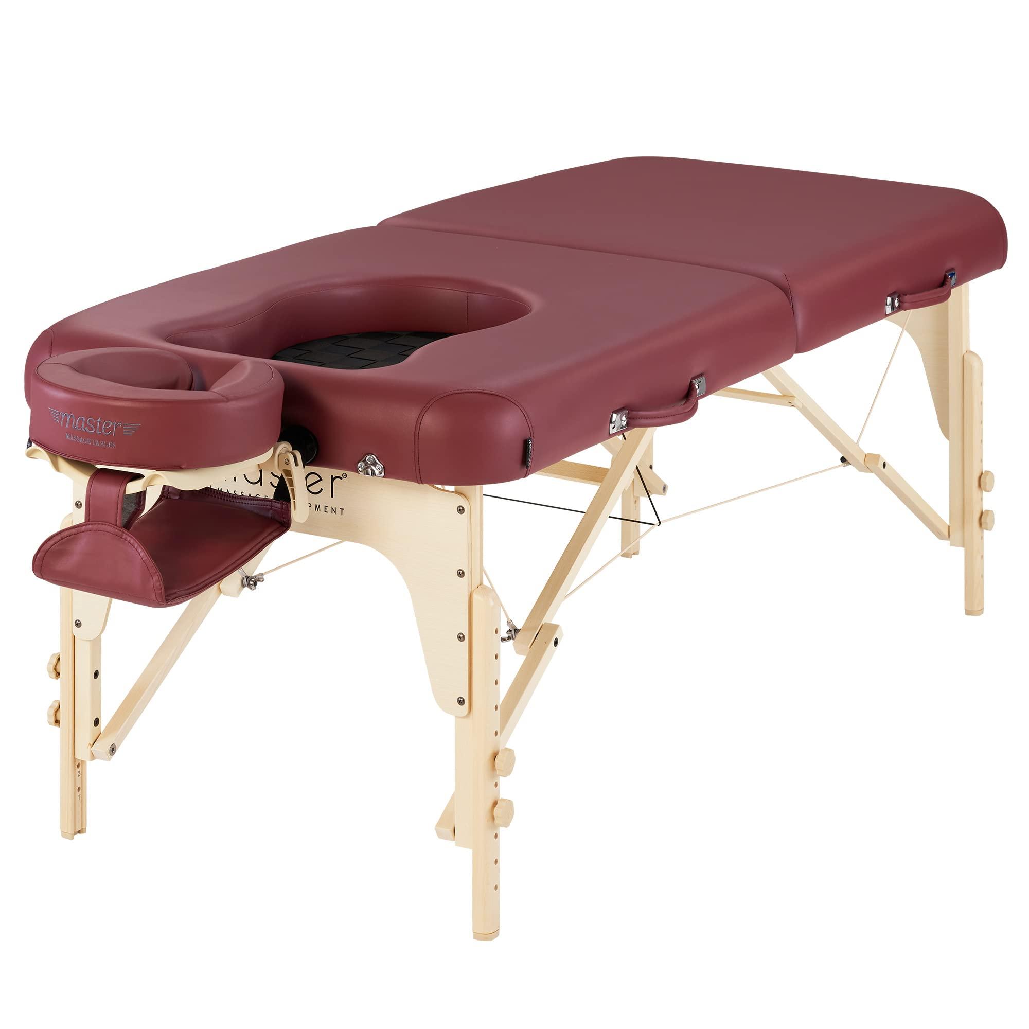 Master Massage Master Massage 30'' Eva Portable Pregnancy Massage Table for Female Clients and Obese Individuals, Spa Salon Facial Bed for Pregnant Women- Multi Functional (Burgundy)