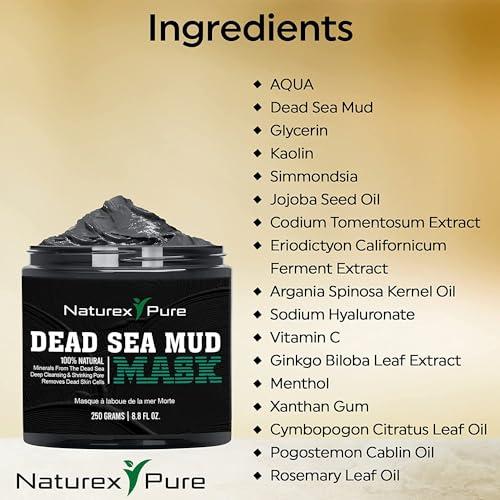 Naturex Pure Naturex Pure Dead Sea Mud Mask – Luxurious Mud Masks for Women and Men – Advanced All-Natural Dead Sea Mud Mask for Blackheads, Whiteheads, Hyperpigmentation, Acne – 8.8fl oz