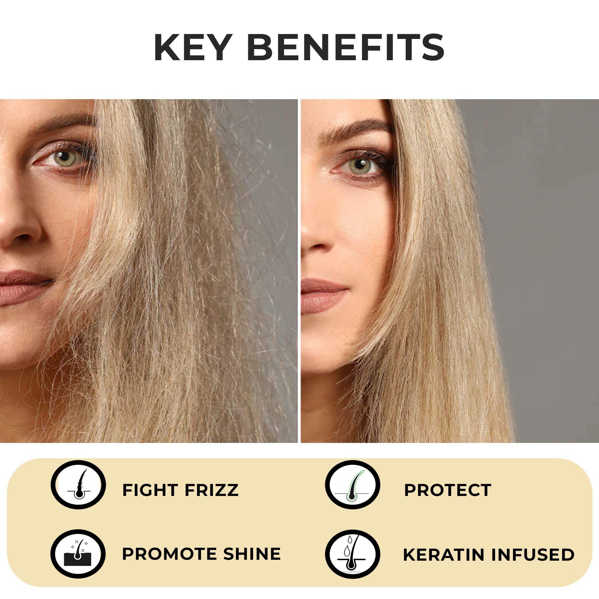 Kashmir Keratin Anti Frizz Hair Serum for Frizzy and Damaged Hair: Hydrating and Strengthening Non-Oily Treatment Serum for Shine and Frizz Control (100ml / 3.38Fl. Oz)
