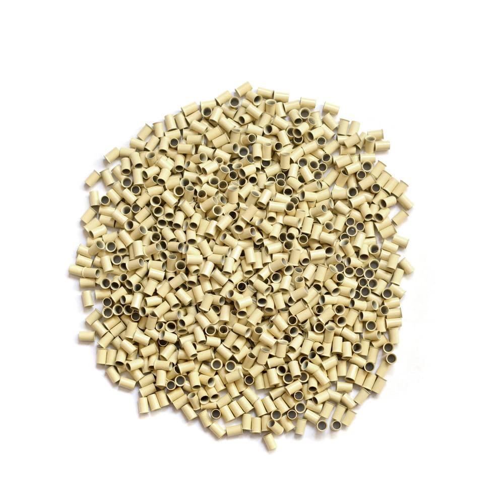 YANTAISIYU 1000 Pcs Flare Euro Lock Copper Tubes Micro Rings Links Beads for I-Tip Human Hair Extensions 3.4x3.0X6.0mm (Blonde)