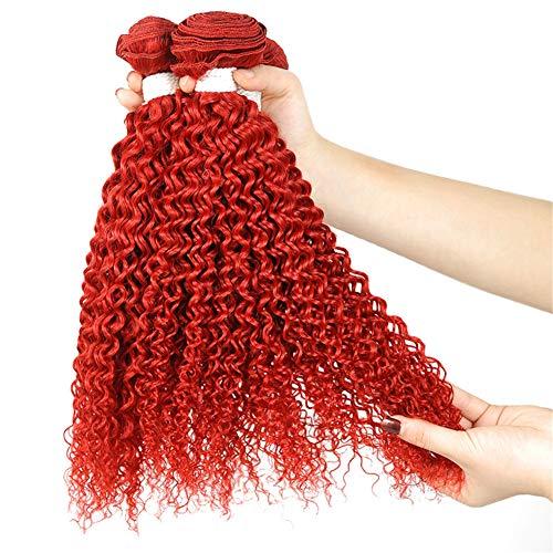 Tony beauty hair Tony Beauty Hair Red Kinky Curly Human Hair Bundles Birght Red Brazilian Virgin Hair Weaves Kinky Curly Red Color Human Hair Weft Extensions Pure Red 3 Bundles Lot Mixed Length (22 24 26)