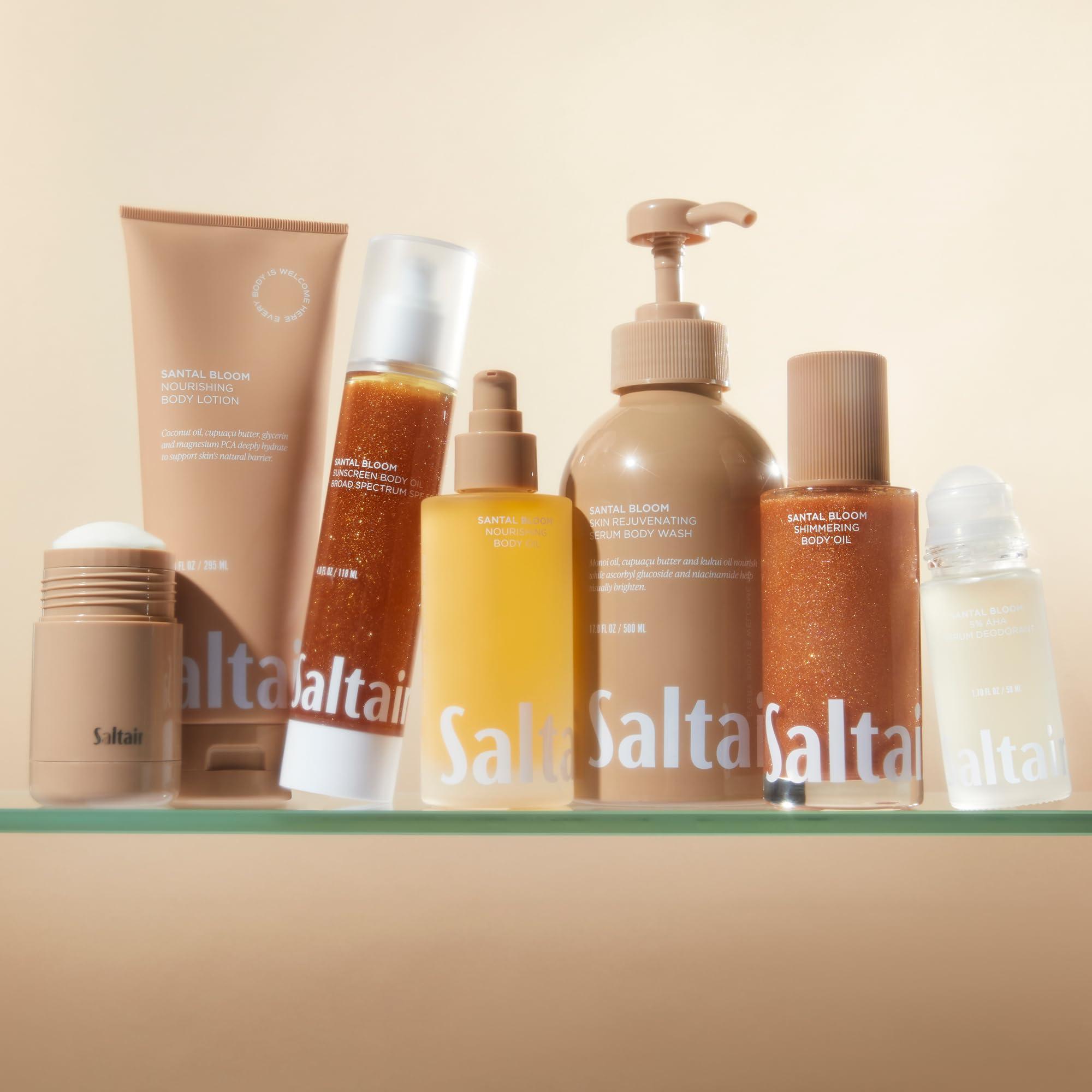 Saltair Saltair Body Wash, Santal Bloom 2-Pack. Moisturizing Body Cleanser with Monoi Oil and Cupuacu Butter. Luxury Shower Gel for Women. Vegan, Cruelty-Free Paraben Free. 2x 17oz Pump Bottles