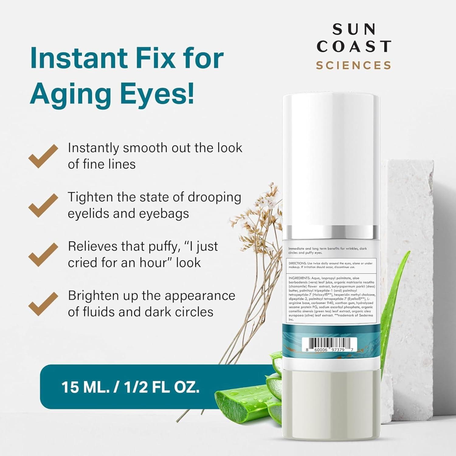 SUN COAST SCIENCES Sun Coast Sciences - Complete Eye Serum by Dr. Mark Rosenberg for Wrinkle Reduction, Dark Spot Fading, and Under-Eye Bags Treatment (Pack of 1)