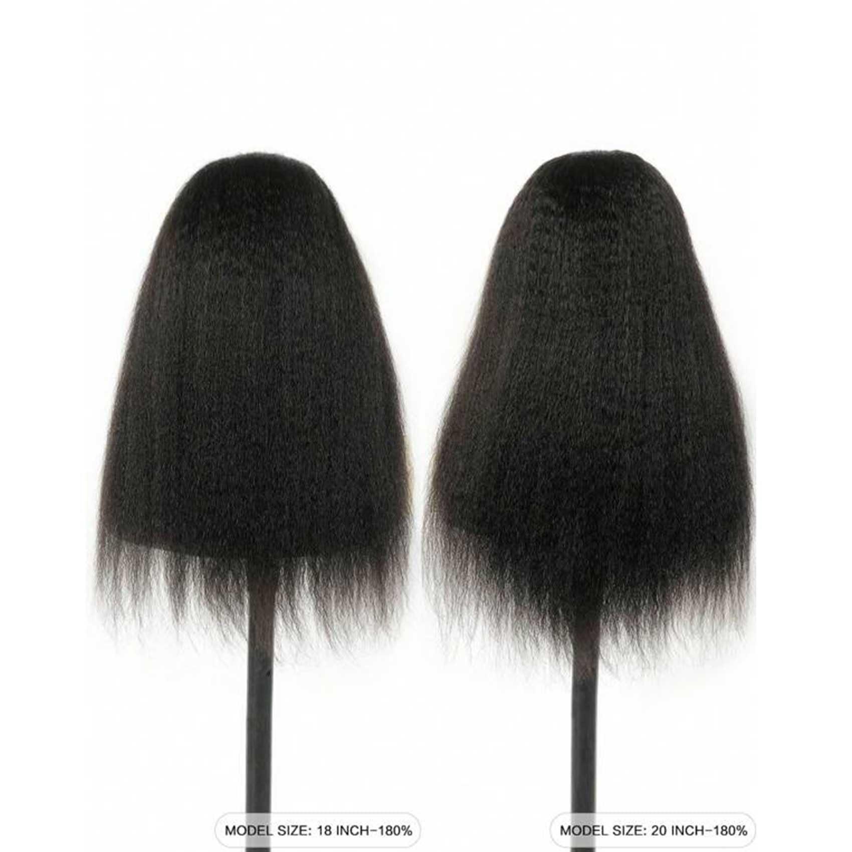 VIVIBABI VIVIBABI 26Inch Wear & Go Glueless Wigs Human Hair Kinky Straight Pre Cut 6x4 Lace Frontal Wigs Pre Plucked for Women Natural Hairline 180% Density Breathable Cap Natural Color