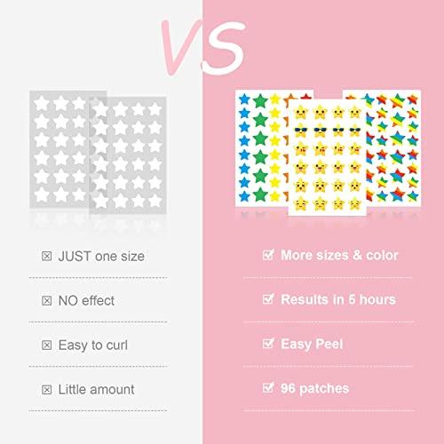 Yecuce Yecuce Pimple Patches(96pcs), Star Shaped Hydrocolloid Acne Cover Patches for Face Body, Rainbow Emojis Zit Patches and Pimple Stickers for Acne Healing