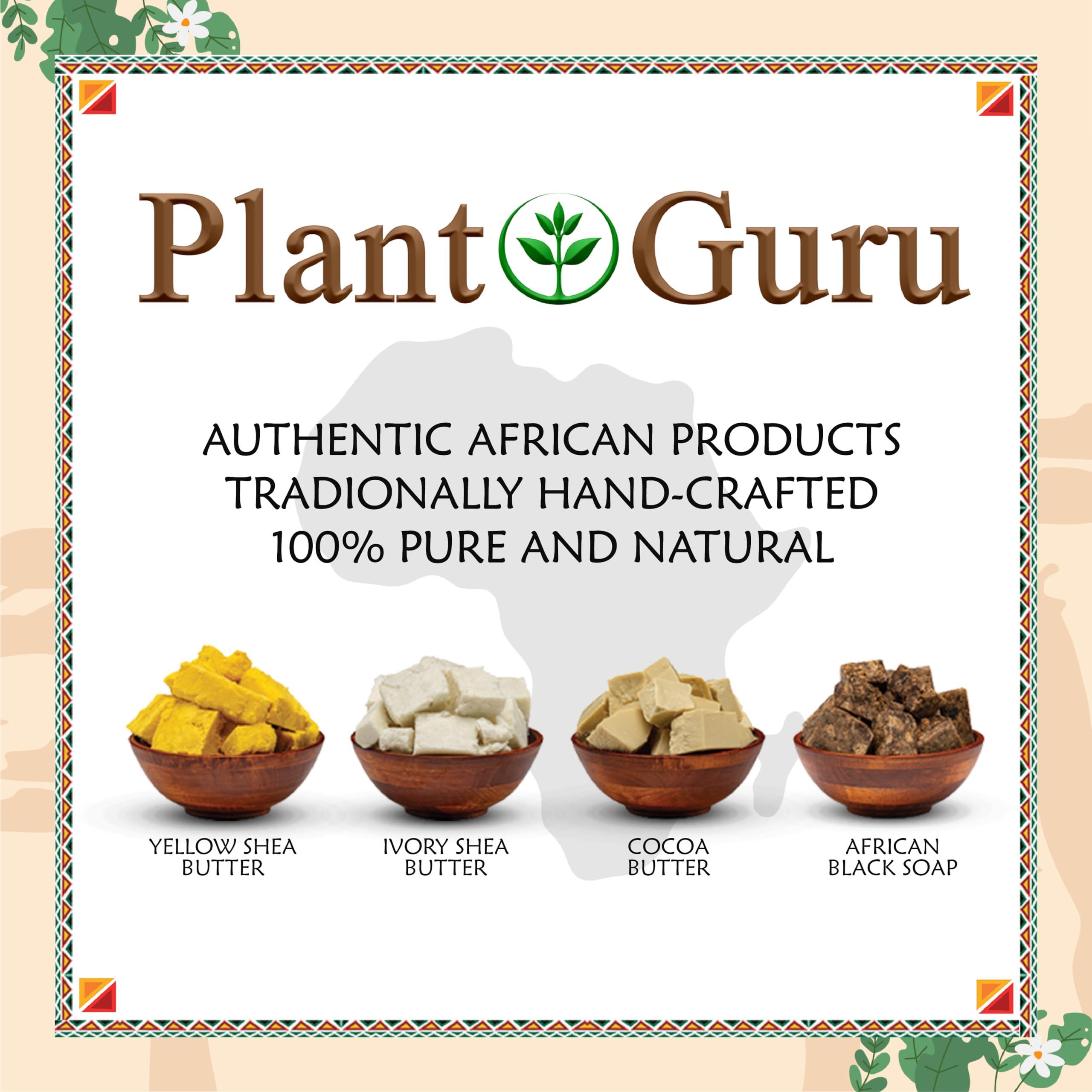 Plant Guru Raw African Shea Butter 3 lbs. Bulk 100% Pure Natural Unrefined YELLOW Grade A - Ideal Moisturizer For Dry Skin, Body, Face And Hair Growth. Great For DIY Soap and Lip balm Making.