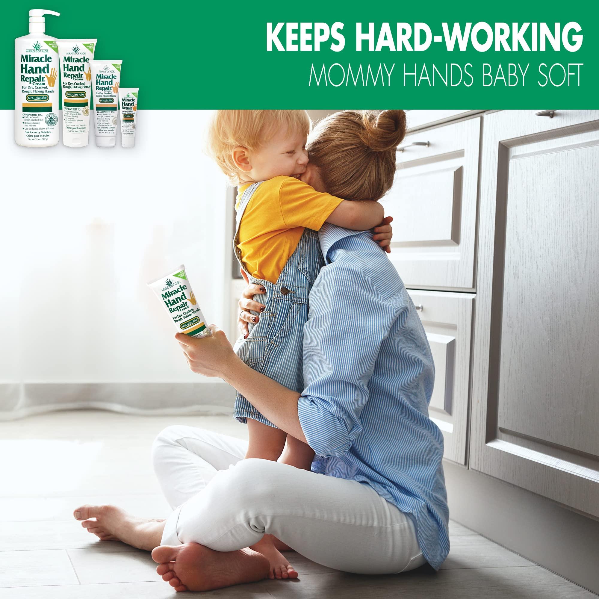 Miracle of Aloe Miracle of Aloes Miracle Hand Repair Cream 4 oz Healing Aloe Vera Lotion for Dry, Cracked Hands with 60% Ultra Aloe Gel - Moisturizes, Softens, and Repairs - Non-Greasy (2-Pack)