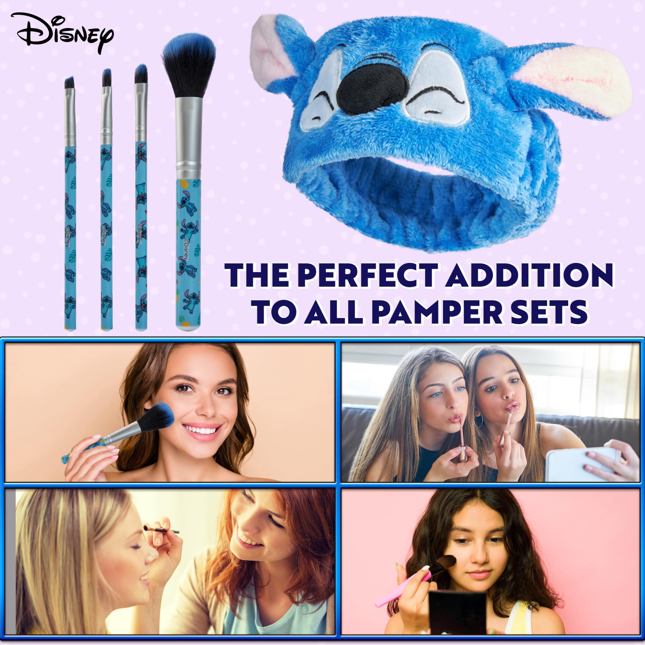 Disney Disney Stitch Makeup Brush Set for Women Fluffy Makeup Headband Eyeshadow Brushes Travel Case Stitch Gifts (Blue)