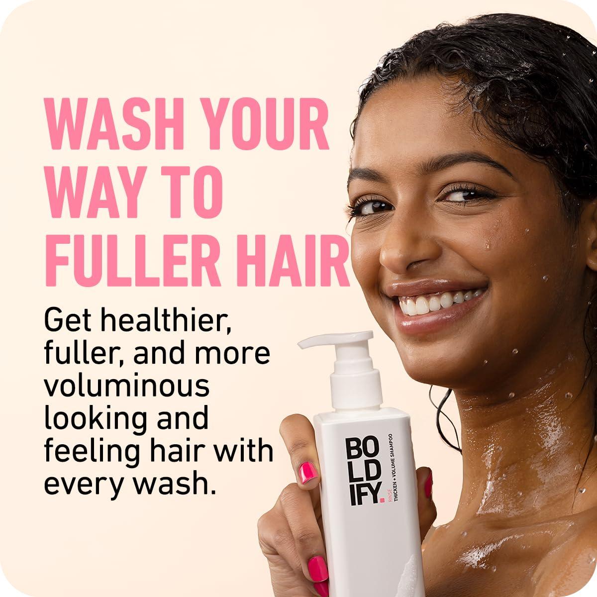 Boldify Hairline Powder (Dark Blonde) + Shampoo: Boldify Bundle: Root Touchup Hair Loss Powder and Natural Volumizing Shampoo for Fine Hair.