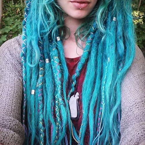 QUISDUIS Quisduis 30 Inch Arctic Blue Dreadlock Extensions, 40 Strands Synthetic Single Ended Dreads Thin Soft Crochet Dreads Extensions Hippie Style Dreadlock for Woman
