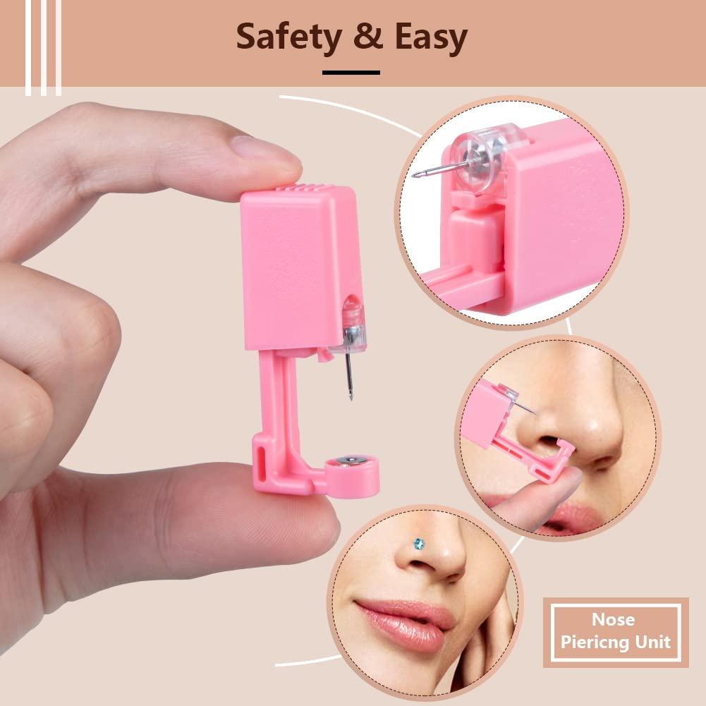 AKDsteel 10 Pcs Ear Piercing Kit Disposable Ear Piercing Gun Portable Ear Nose Piercing Tool Set Zircon Series Ear Studs for Men Women Home Salon Use