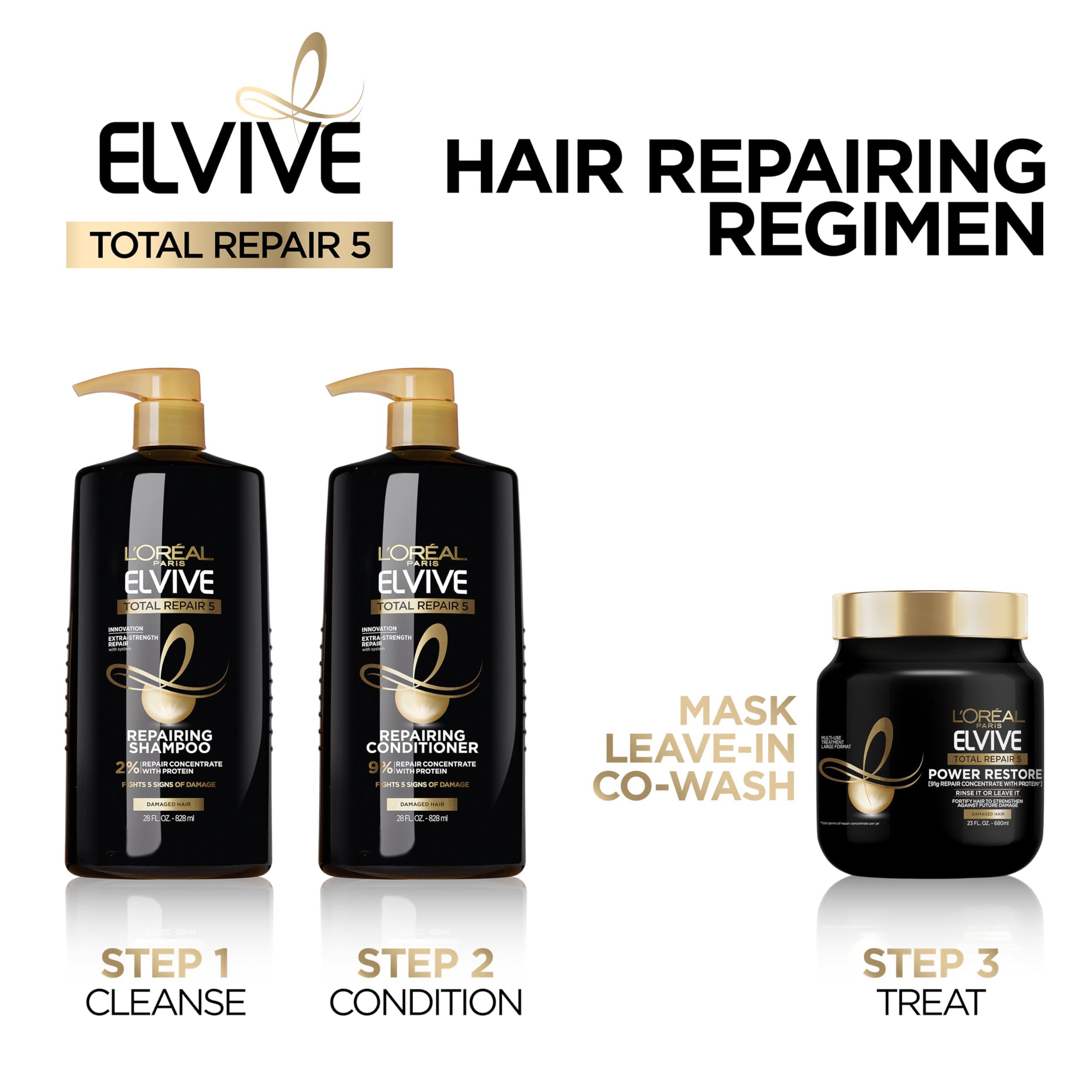 L'Oréal Paris L'Oreal Paris Elvive Total Repair 5 Repairing Shampoo and Conditioner for Damaged Hair, 28 Ounce (Set of 2)