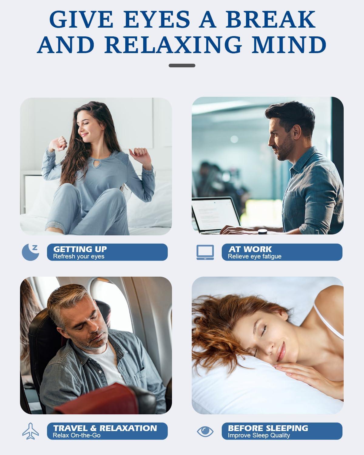 zinpaza Cordless Heated Eye Mask for Dry Eyes, Blocking Light Sleeping Mask Warm Eye Compresses Electric Eye Heating Pad for Stye Eye Treatment Blepharitis Sinus Migraine Gifts for Woman Man