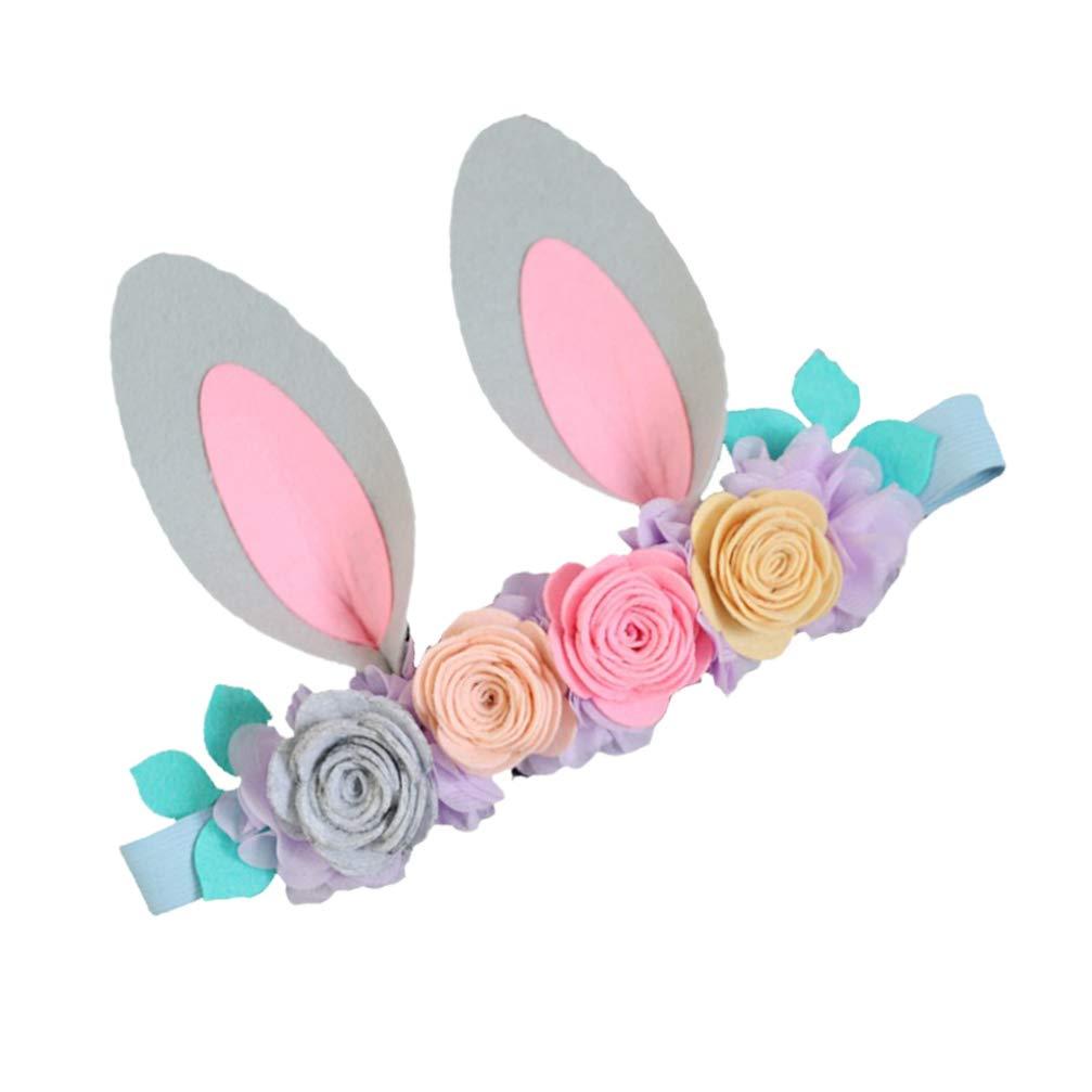 ABOOFAN ABOOFAN Easter Party Headband Baby Headband Easter Headband Kids Headbands Baby Bunny Ears Headband Rabbit Ear Headband Bunny Ears Hairband Hair Ties Kids Flowers Child Flower Headdress