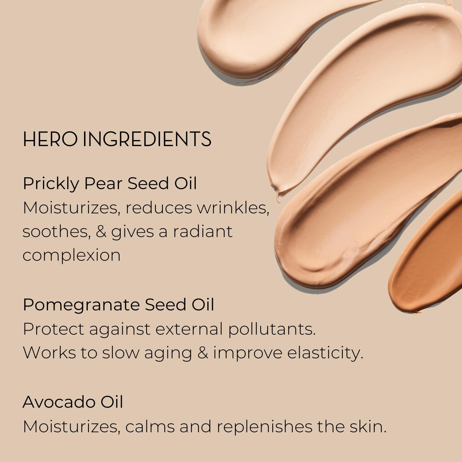 INIKA Organic INIKA Organic BB Cream Foundation - Vegan Makeup with Hydrating Prickly Pear, Jojoba, and Pomegranate Seed Oil - Lightweight, Radiant BB Glow for Balanced Skin Tone, HONEY 1 fl oz