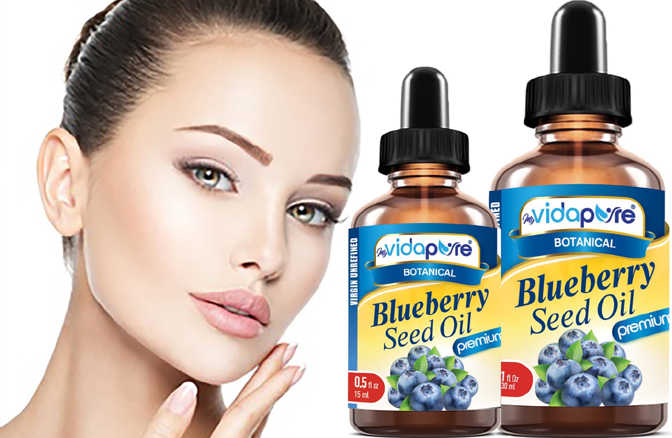 MYVIDAPURE MYVIDAPURE BLUEBERRY SEED OIL 100% Pure Unrefined Virgin Cold Pressed. Moisturizer for Face, Skin, Hair, Nails, Scars, Anti Aging 1 Fl.oz.- 30 ml