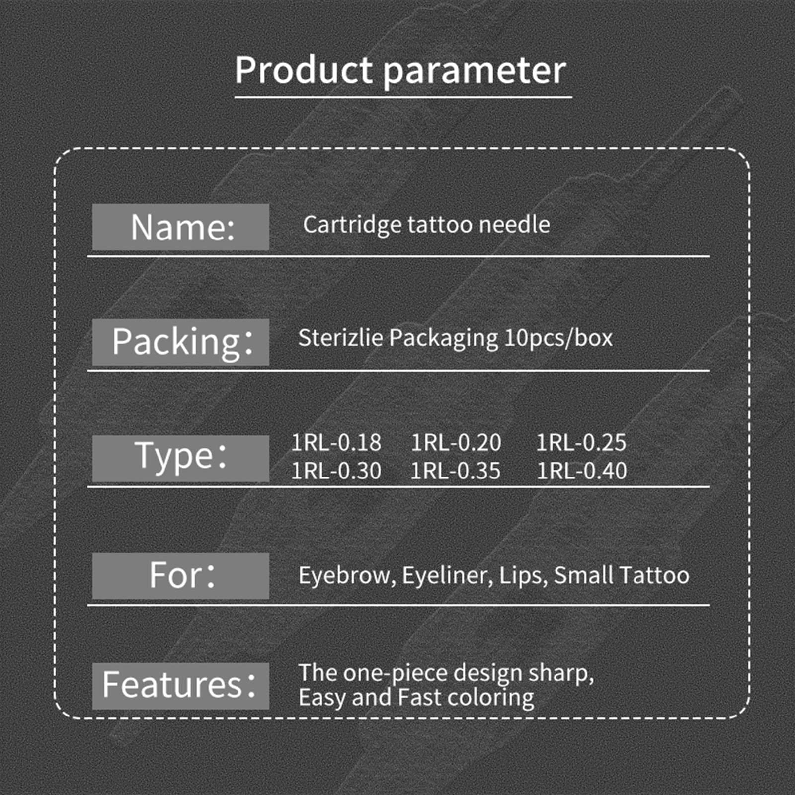 MAXSMLZT Permanent Makeup Cartridge Needles 1RL/3RL/5RL/5F/7F Sterilized Eyebrow Tattoo Needle for Permanent Makeup Pen Machine,1rl 0.2mm,50pcs