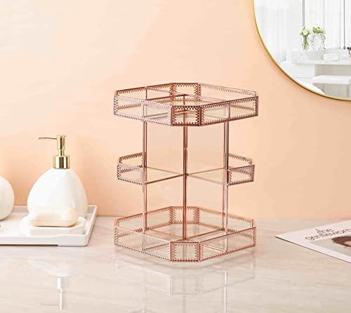 Miss Sweet Miss Sweet Makeup Organizer Cosmetic Storage Adjustable 360-Degree Rotating (Rose Gold)
