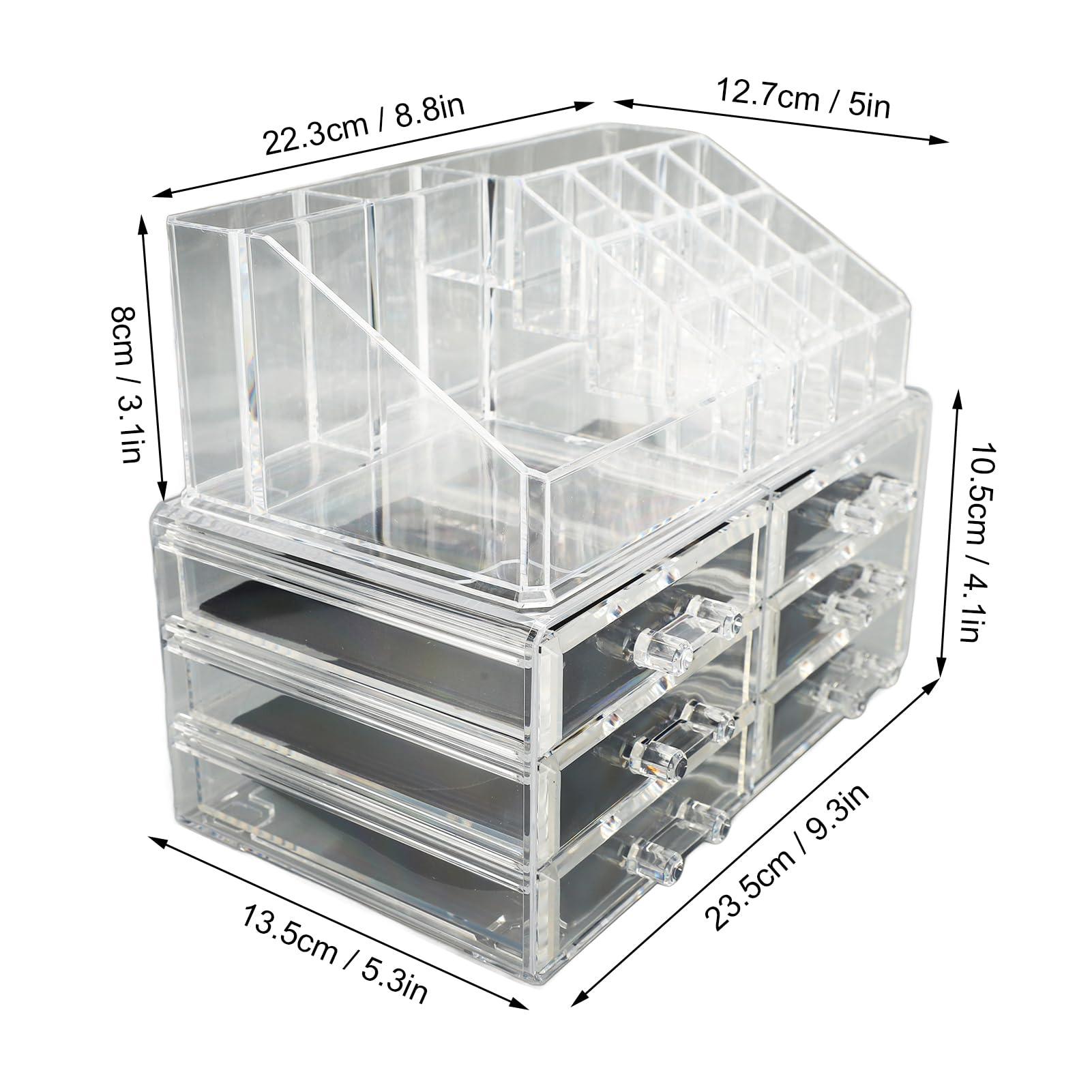 Pyhodi Pyhodi Clear Makeup Organizer, Stackable Cosmetic Display Case with 6 Drawers, 1 Tray, Cosmetic Display Case for Jewelry, Hair Accessories, Skincare Product Organizing, Pyhodikpq4om8wfa