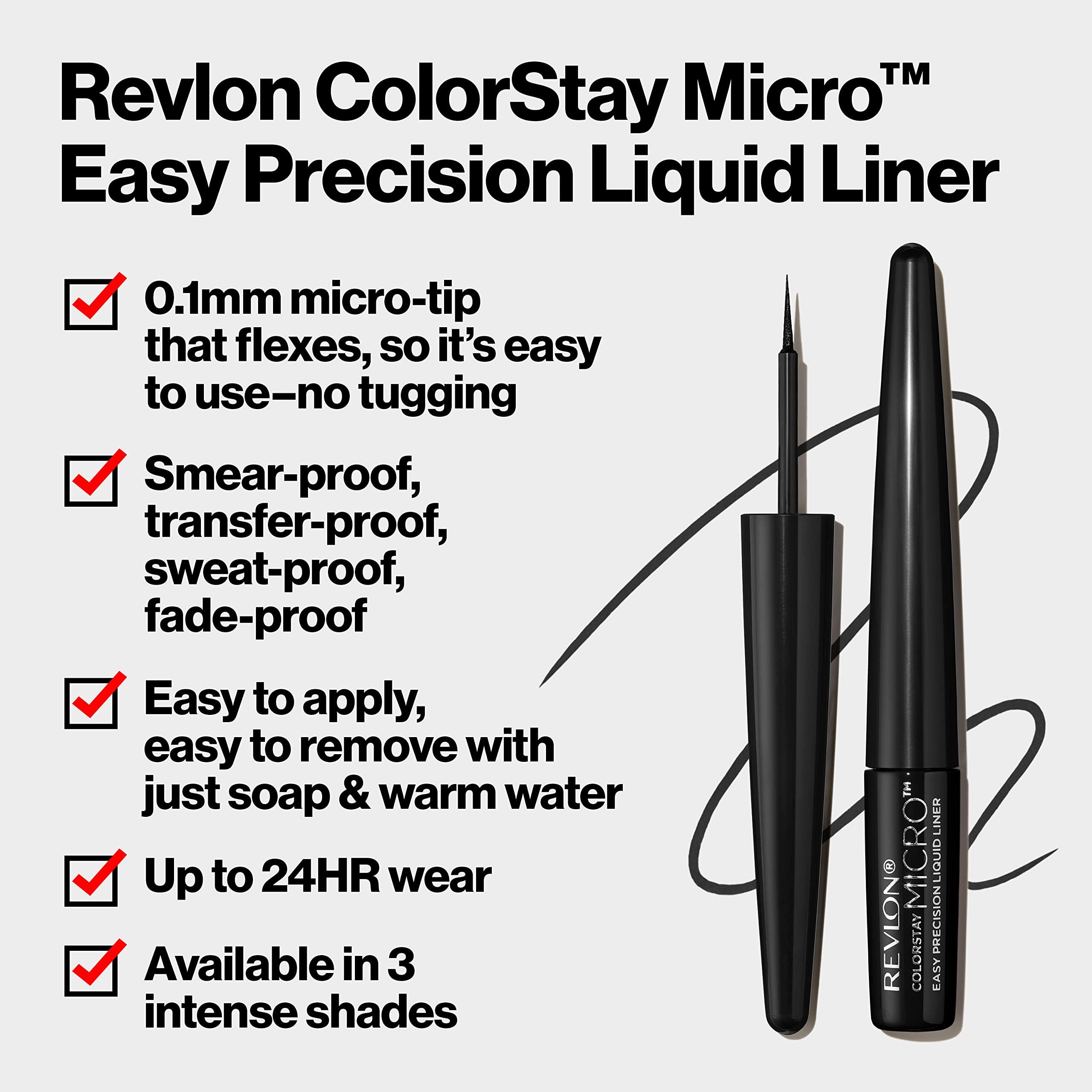 REVLON REVLON ColorStay Micro Easy Precision Liquid Eyeliner, Waterproof, Smudgeproof, Longwearing with Felt Tip Applicator, 302 What the Fudge, 0.057 fl oz