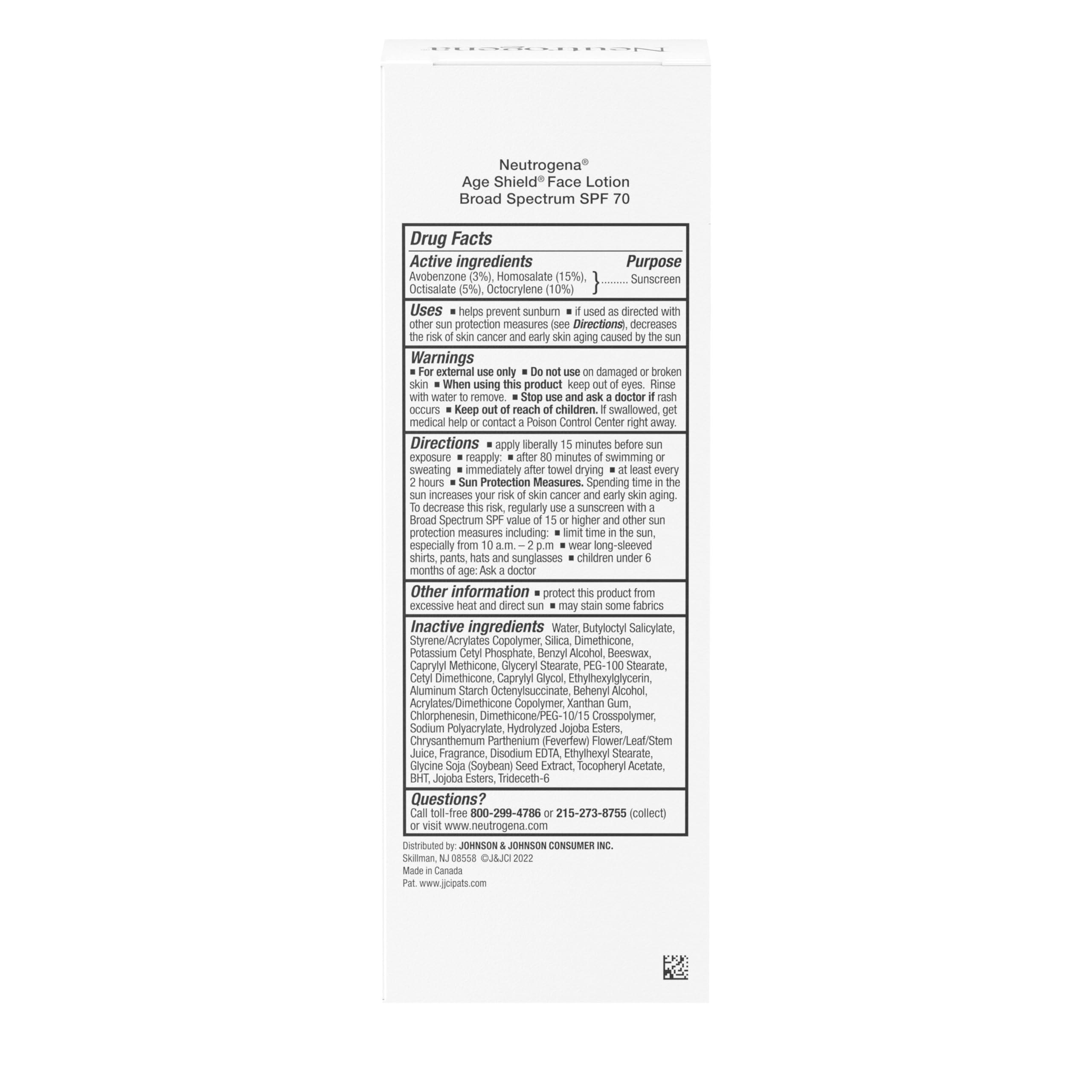 Neutrogena Neutrogena Age Shield Anti-Oxidant Face Lotion Sunscreen with Broad Spectrum SPF 70, Oil-Free & Non-Comedogenic Moisturizing Sunscreen to Prevent Signs of Aging, 3 fl. oz