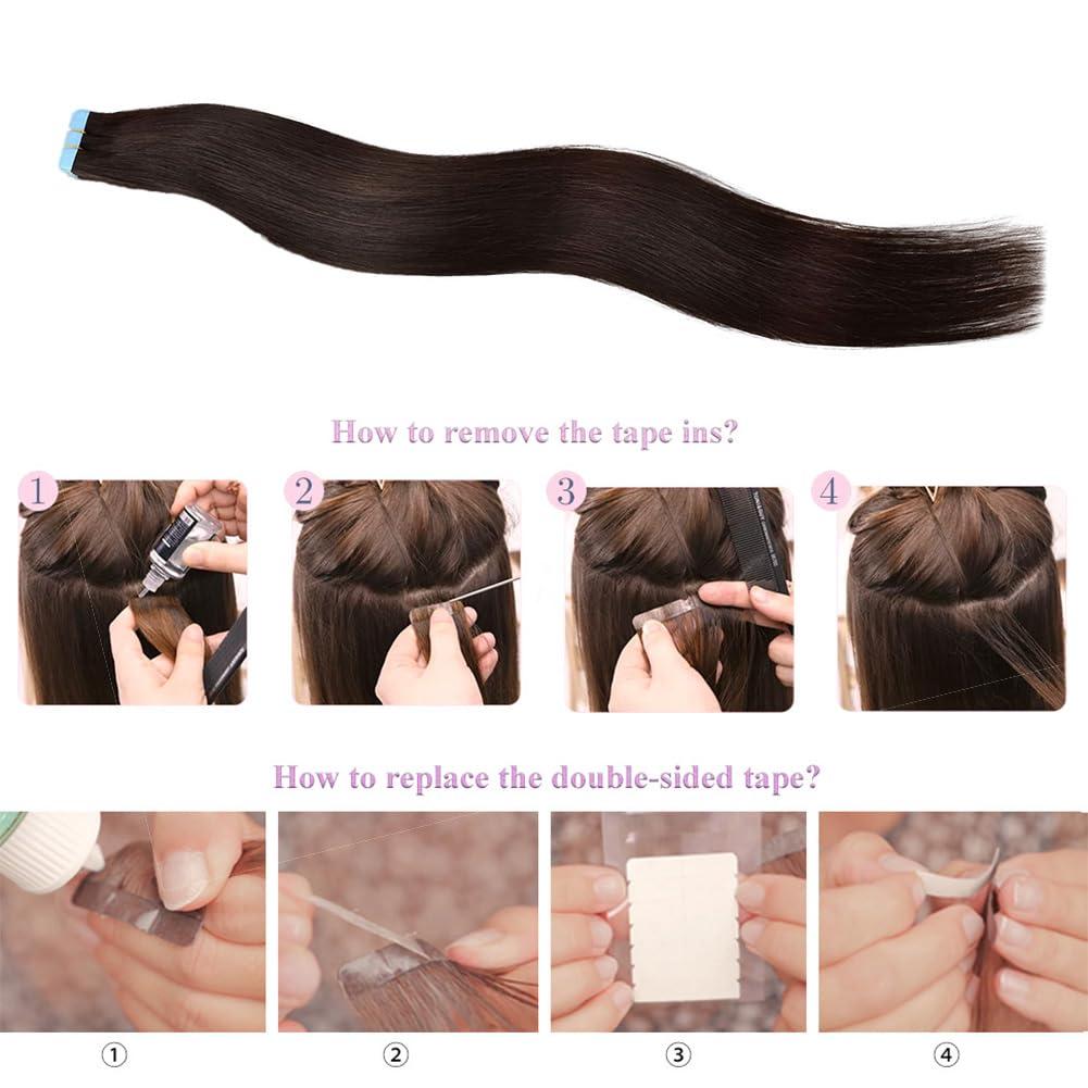 Saisifen Saisifen Straight Tape in Hair Extensions 100% Human Hair 20pcs 50g/Pack Red Tape ins Extension 16 inches