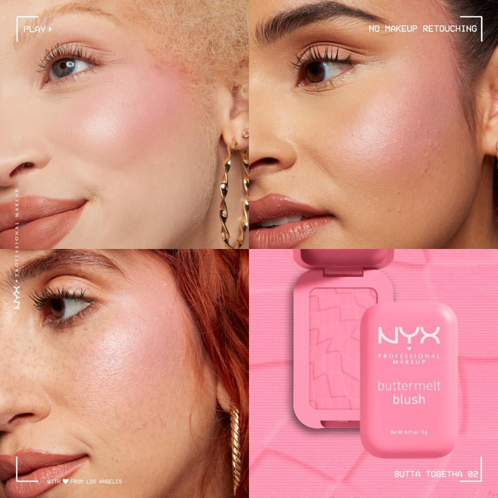 NYX PROFESSIONAL MAKEUP NYX PROFESSIONAL MAKEUP Buttermelt Powder Blush, Fade and Transfer-Resistant Blush, Up to 12HR Make Up Wear, Vegan Formula - Butta Together