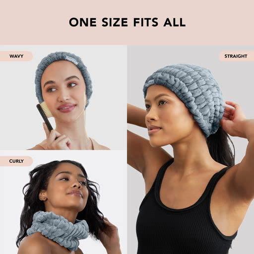 Kitsch Kitsch Spa Extra Wide Facial Headband - Multipurpose Skincare Spa Headband for Washing Face - Makeup Headband & Skincare Headband for Women - Hair Band Ideal for Face Wash (Misty Blue)