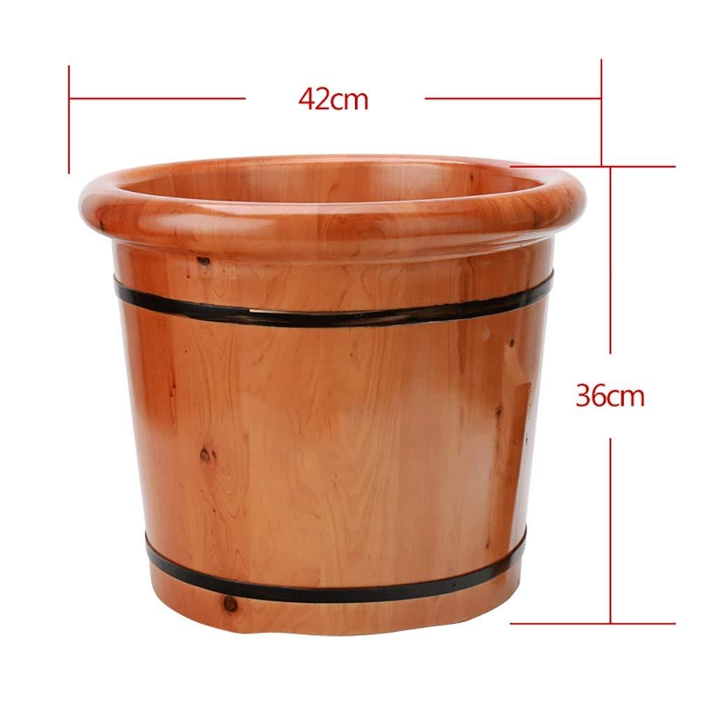 Katzowen Foot Massager Spa Wooden Foot Tub, Household Foot Bath Barrel, Thick Round Foot Bath Barrel, Foot Bath, Family Health Gift,36cm (Color : Covered)