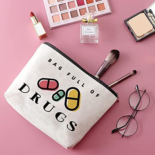 Sudopo Java Wood Pill Pouches for Medicine Fun Travel Zipper Makeup Bag Medicine Organizer Bag Female doctor Gifts Dental Assistant GiftsFemale Friend Patient Gift