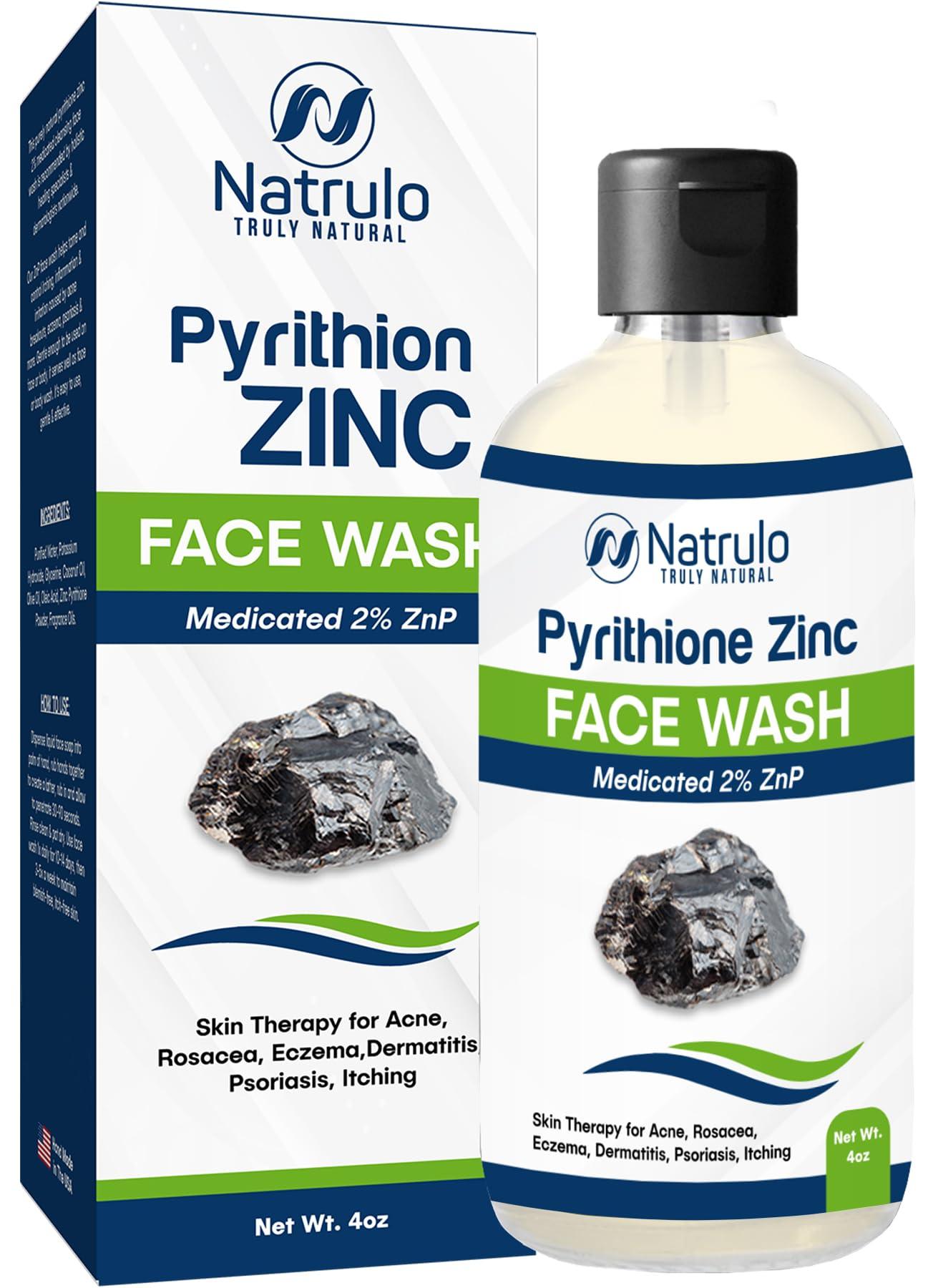 Natrulo Pyrithione Zinc Face Wash | 2% ZnP Zinc Soap Skin Therapy Body Cleanser for Acne, Rosacea, Eczema, Dermatitis, Psoriasis, Itching | Cleansing, Calming Facial Wash | Zinc Face & Body Wash Made in USA