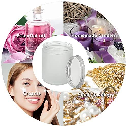Betrome 15 Pack, 2 oz 60ml Frosted Glass Jars with Silver Lids & Inner Liners, Empty Matte Clear Round Refillable Cosmetic Containers Travel Jars for Cosmetics,Body Butter,Scrubs,Face Cream Lotion and More