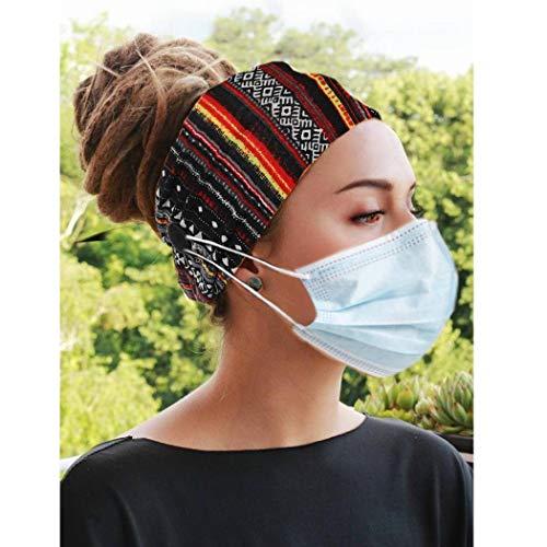 Bohend Bohend Boho Button Headband Wide Stretchy Daily Use Knotted Headwear Sport Athletic Yoga Gym Hair Accessories for Women and Girls(3pcs) (C)