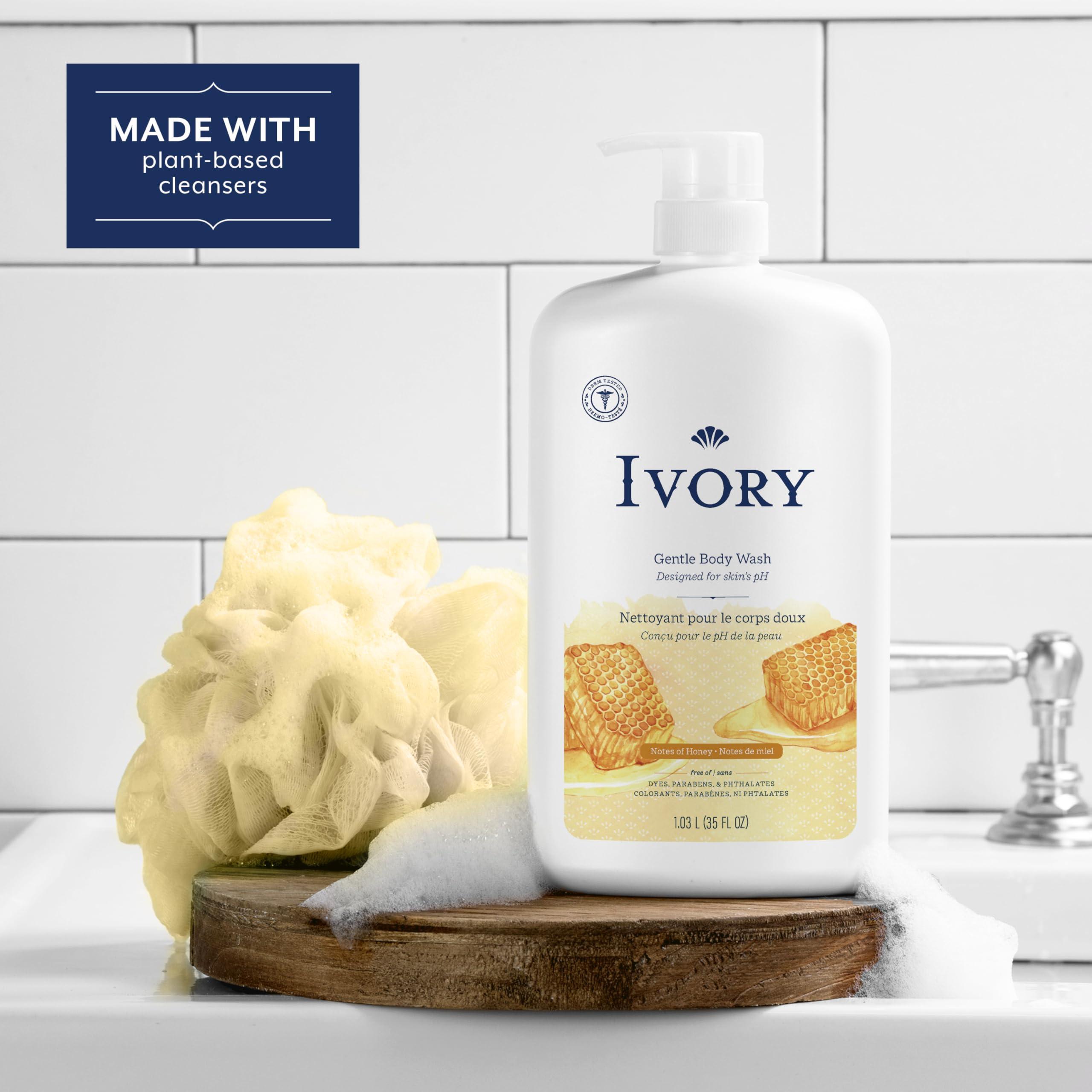 Ivory Ivory Body Wash Gentle, Free of dyes, parabens, and phthalates, Honey Scent, 35 oz