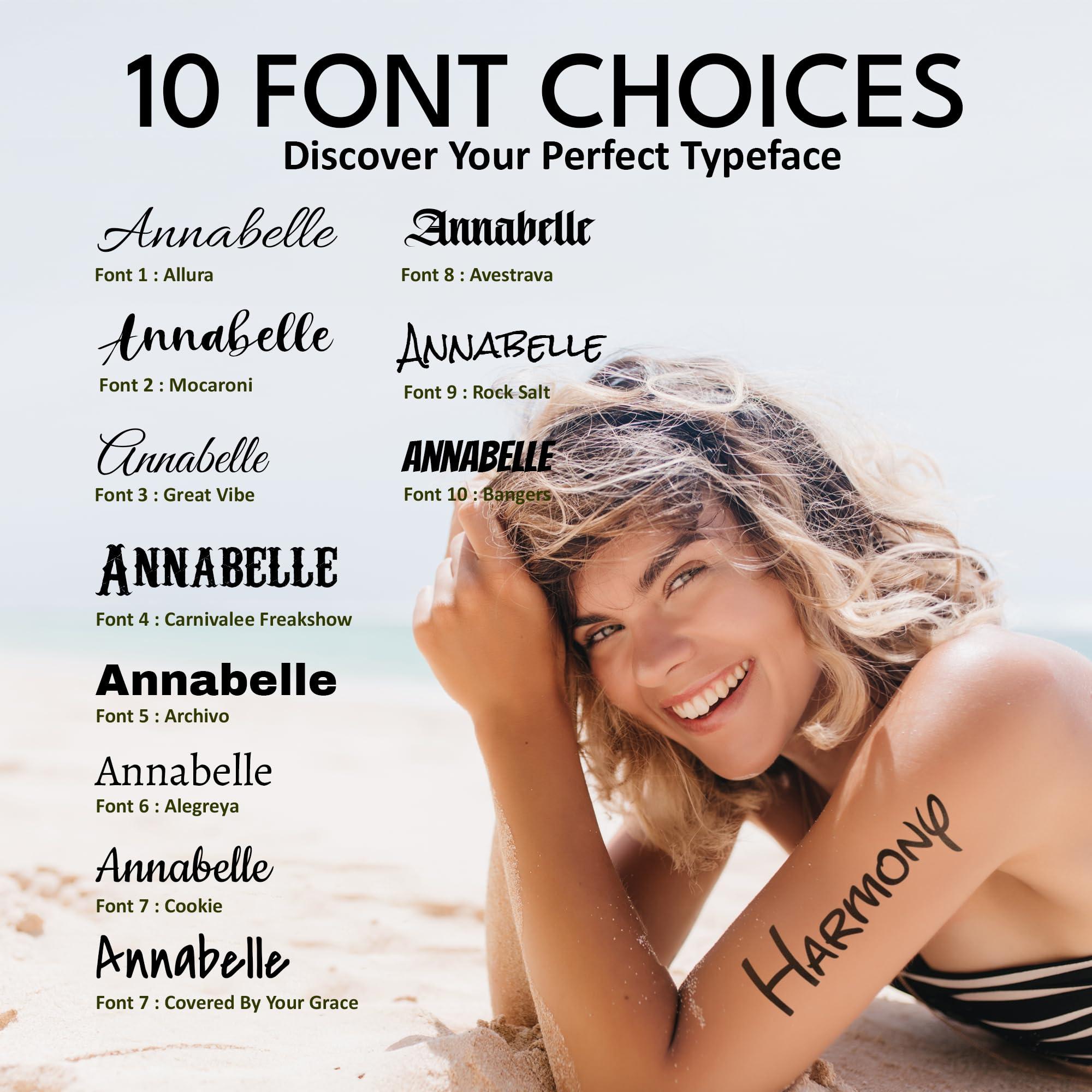 TESFANS Custom Temporary Tattoos, Personalized Temporary Tattoos with Name Text Letters, Create Your Own Temporary Tattoo, Custom Fake Tattoos for Adults Men & Women, Realistic Temporary Tattoos for Gifting