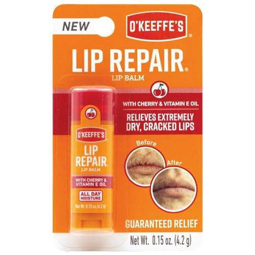 O\'Keeffe\'s Lip Balm Lip Repair, Cherry & Vitamin E Oil, 0.15 oz (4.2 g), O\'Keeffe\'s