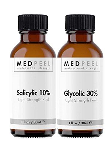 Medpeel MedPeel Light Strength Chemical Peel Set - with Alpha & Beta Hydroxy Acid Face Peel for all Skin Tones - 10% Salicylic 30ml/1fl oz, 30% Glycolic