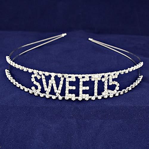 Rosemarie Collections Rosemarie & Jubalee Women's Detailed Split Double Row SWEET 15 Crystal Rhinestone Quinceanera Birthday Fashion Headband